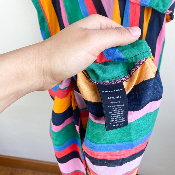 Stripped One Shoulder Colorful Midi Dress S - Picture 7 of 7